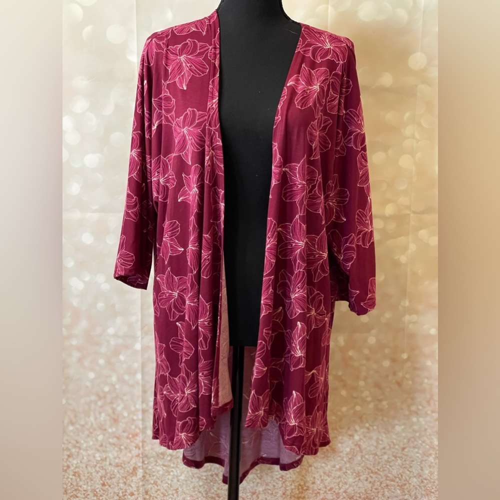 LuLaRoe Burgundy Floral Women's Cardigan